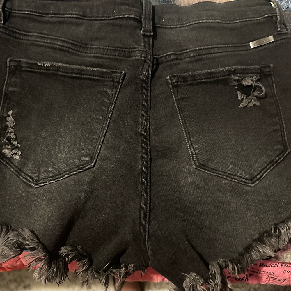 KanCan Charcoal Frayed Hem Jean Shorts - Picture 2 of 3